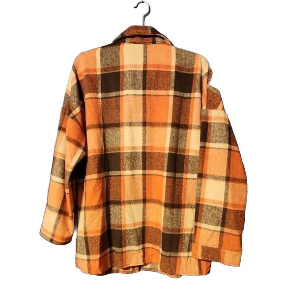 Womens ‎ Long Sleeve Plaid Browns Shaket Jacket Button Down Oversized Sz XL - Picture 2 of 9
